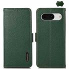 For Google Pixel 8a KHAZNEH Side-Magnetic Litchi Genuine Leather RFID Phone Case(Green) - 1