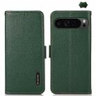 For Google Pixel 9 Pro KHAZNEH Side-Magnetic Litchi Genuine Leather RFID Phone Case(Green) - 1