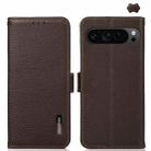 For Google Pixel 9 Pro KHAZNEH Side-Magnetic Litchi Genuine Leather RFID Phone Case(Brown) - 1