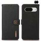 For Google Pixel 8a KHAZNEH Custer Genuine Leather RFID Phone Case(Black) - 1