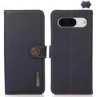 For Google Pixel 8a KHAZNEH Custer Genuine Leather RFID Phone Case(Blue) - 1