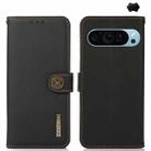 For Google Pixel 9 KHAZNEH Custer Genuine Leather RFID Phone Case(Black) - 1