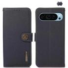 For Google Pixel 9 KHAZNEH Custer Genuine Leather RFID Phone Case(Blue) - 1