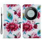 For Huawei Mate 60 Painted Pattern Horizontal Flip Leather Phone Case(Peacock Flower) - 1
