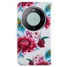 For Huawei Mate 60 Painted Pattern Horizontal Flip Leather Phone Case(Peacock Flower) - 3
