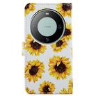 For Huawei Mate 60 Pro Painted Pattern Horizontal Flip Leather Phone Case(Sunflower) - 3