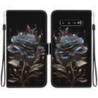 For Samsung Galaxy S10 Crystal Texture Colored Drawing Leather Phone Case(Black Rose) - 1
