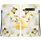 For Samsung Galaxy S10 Crystal Texture Colored Drawing Leather Phone Case(Gold Butterfly Epiphyllum) - 1