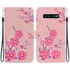 For Samsung Galaxy S10 Crystal Texture Colored Drawing Leather Phone Case(Cherry Blossoms) - 1