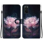 For Samsung Galaxy S20 Crystal Texture Colored Drawing Leather Phone Case(Purple Peony) - 1