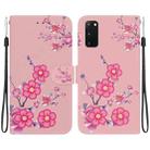 For Samsung Galaxy S20 Crystal Texture Colored Drawing Leather Phone Case(Cherry Blossoms) - 1