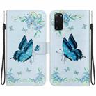For Samsung Galaxy S20 Crystal Texture Colored Drawing Leather Phone Case(Blue Pansies) - 1