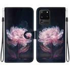 For Samsung Galaxy S20 Ultra Crystal Texture Colored Drawing Leather Phone Case(Purple Peony) - 1