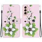 For Samsung Galaxy S21 5G Crystal Texture Colored Drawing Leather Phone Case(Lily) - 1