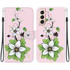 For Samsung Galaxy S21 5G Crystal Texture Colored Drawing Leather Phone Case(Lily) - 1