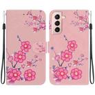 For Samsung Galaxy S21 5G Crystal Texture Colored Drawing Leather Phone Case(Cherry Blossoms) - 1