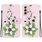 For Samsung Galaxy S21 FE 5G Crystal Texture Colored Drawing Leather Phone Case(Lily) - 1