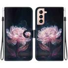 For Samsung Galaxy S21+ 5G Crystal Texture Colored Drawing Leather Phone Case(Purple Peony) - 1