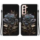 For Samsung Galaxy S21+ 5G Crystal Texture Colored Drawing Leather Phone Case(Black Rose) - 1