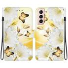 For Samsung Galaxy S21+ 5G Crystal Texture Colored Drawing Leather Phone Case(Gold Butterfly Epiphyllum) - 1