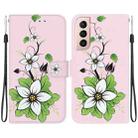 For Samsung Galaxy S21+ 5G Crystal Texture Colored Drawing Leather Phone Case(Lily) - 1