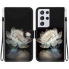 For Samsung Galaxy S21 Ultra 5G Crystal Texture Colored Drawing Leather Phone Case(Crystal Peony) - 1