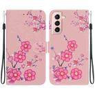 For Samsung Galaxy S22 5G Crystal Texture Colored Drawing Leather Phone Case(Cherry Blossoms) - 1