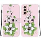 For Samsung Galaxy S22+ 5G Crystal Texture Colored Drawing Leather Phone Case(Lily) - 1