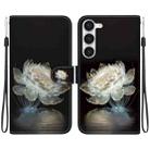 For Samsung Galaxy S23 5G Crystal Texture Colored Drawing Leather Phone Case(Crystal Peony) - 1