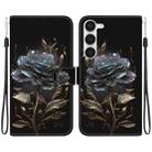 For Samsung Galaxy S23 5G Crystal Texture Colored Drawing Leather Phone Case(Black Rose) - 1