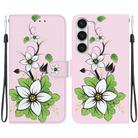 For Samsung Galaxy S23 5G Crystal Texture Colored Drawing Leather Phone Case(Lily) - 1