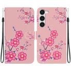 For Samsung Galaxy S23 5G Crystal Texture Colored Drawing Leather Phone Case(Cherry Blossoms) - 1
