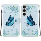 For Samsung Galaxy S23 5G Crystal Texture Colored Drawing Leather Phone Case(Blue Pansies) - 1