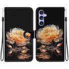 For Samsung Galaxy S23 FE 5G Crystal Texture Colored Drawing Leather Phone Case(Gold Peony) - 1