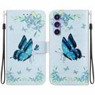 For Samsung Galaxy S23 FE 5G Crystal Texture Colored Drawing Leather Phone Case(Blue Pansies) - 1