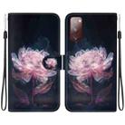 For Samsung Galaxy S20 FE 5G Crystal Texture Colored Drawing Leather Phone Case(Purple Peony) - 1
