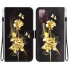 For Samsung Galaxy S20 FE 5G Crystal Texture Colored Drawing Leather Phone Case(Gold Butterfly Rose) - 1