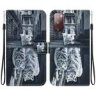 For Samsung Galaxy S20 FE 5G Crystal Texture Colored Drawing Leather Phone Case(Cat Tiger Reflection) - 1