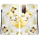 For Samsung Galaxy S20 FE 5G Crystal Texture Colored Drawing Leather Phone Case(Gold Butterfly Epiphyllum) - 1
