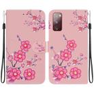 For Samsung Galaxy S20 FE 5G Crystal Texture Colored Drawing Leather Phone Case(Cherry Blossoms) - 1