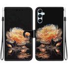 For Samsung Galaxy A15 Crystal Texture Colored Drawing Leather Phone Case(Gold Peony) - 1