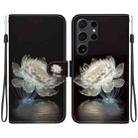 For Samsung Galaxy S24 Ultra 5G Crystal Texture Colored Drawing Leather Phone Case(Crystal Peony) - 1