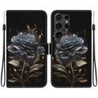 For Samsung Galaxy S24 Ultra 5G Crystal Texture Colored Drawing Leather Phone Case(Black Rose) - 1