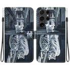 For Samsung Galaxy S24 Ultra 5G Crystal Texture Colored Drawing Leather Phone Case(Cat Tiger Reflection) - 1