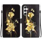 For Samsung Galaxy S24+ 5G Crystal Texture Colored Drawing Leather Phone Case(Gold Butterfly Rose) - 1