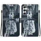 For Samsung Galaxy S24 5G Crystal Texture Colored Drawing Leather Phone Case(Cat Tiger Reflection) - 1