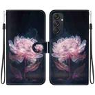 For Samsung Galaxy M55 Crystal Texture Colored Drawing Leather Phone Case(Purple Peony) - 1