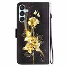 For Samsung Galaxy M15/F15 Crystal Texture Colored Drawing Leather Phone Case(Gold Butterfly Rose) - 3