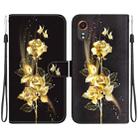 For Samsung Galaxy Xcover7 Crystal Texture Colored Drawing Leather Phone Case(Gold Butterfly Rose) - 1