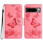 For Google Pixel 8 Butterfly Embossed Flip Leather Phone Case(Pink) - 1